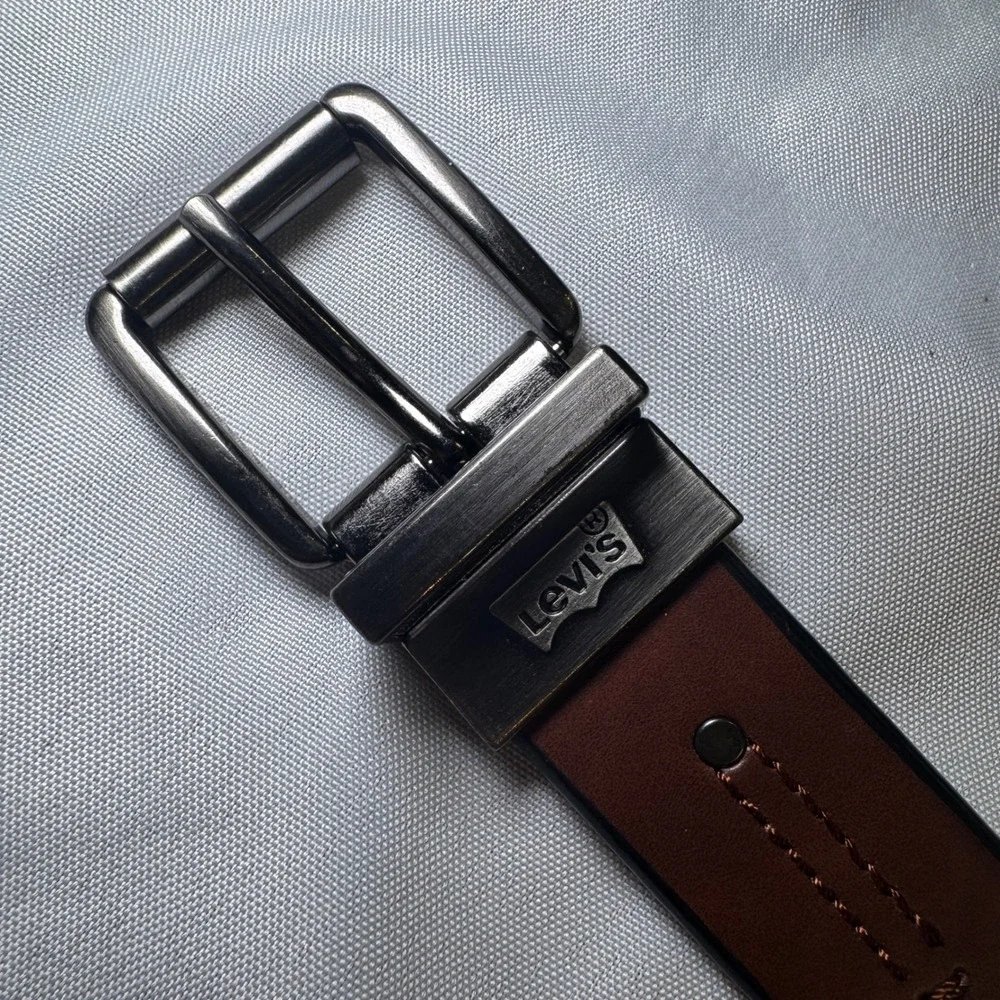 Levis Mens Reversible Belt Brown Black XL 34 36‎ Gunmetal Buckle